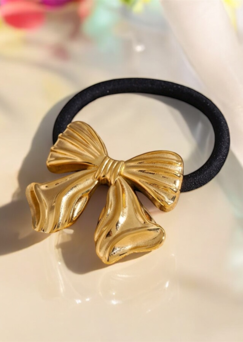 Gold Bow Hair Tie