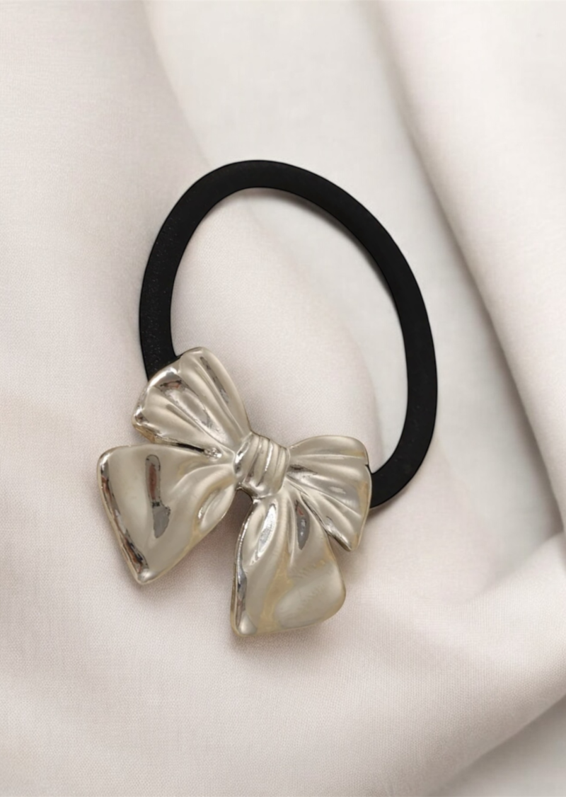 Silver Bow Hair Tie